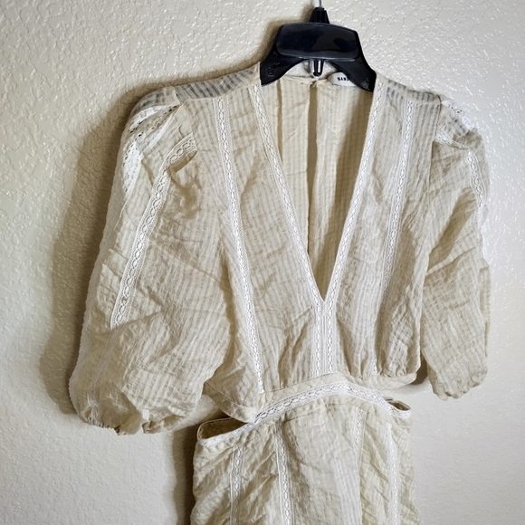 Sandro Alaya Cutout Seersucker Mini Dress Sz S - Picture 4 of 16